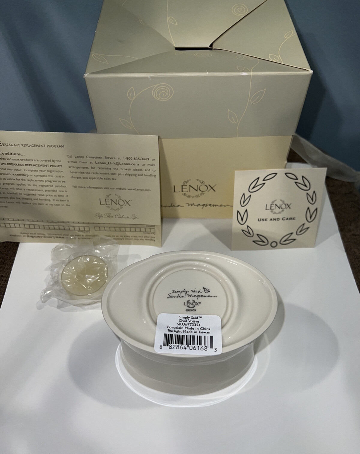 Lenox Oval Votive Candle Holder Simply Said &ldquo;Live Well, Laugh Often, Love Much&rdquo;