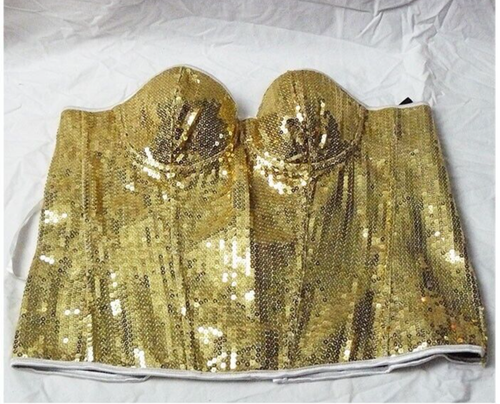 Daisy Corsets Gold Sequined Corset Top, SZ 5XL, EUC - Burlesque Rocky Horror