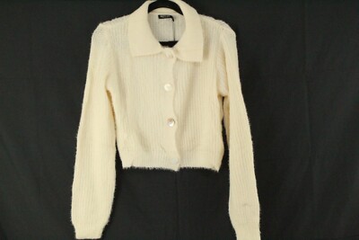 NASTY GAL Women's Size M Fluffy Collar Button Top Short Lounge