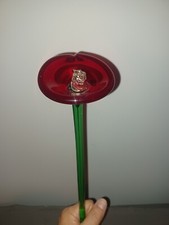 ART GLASS RED Clear TWIST CENTER CALLA LILY LONG STEM GLASS FLOWER 20 1/4"
