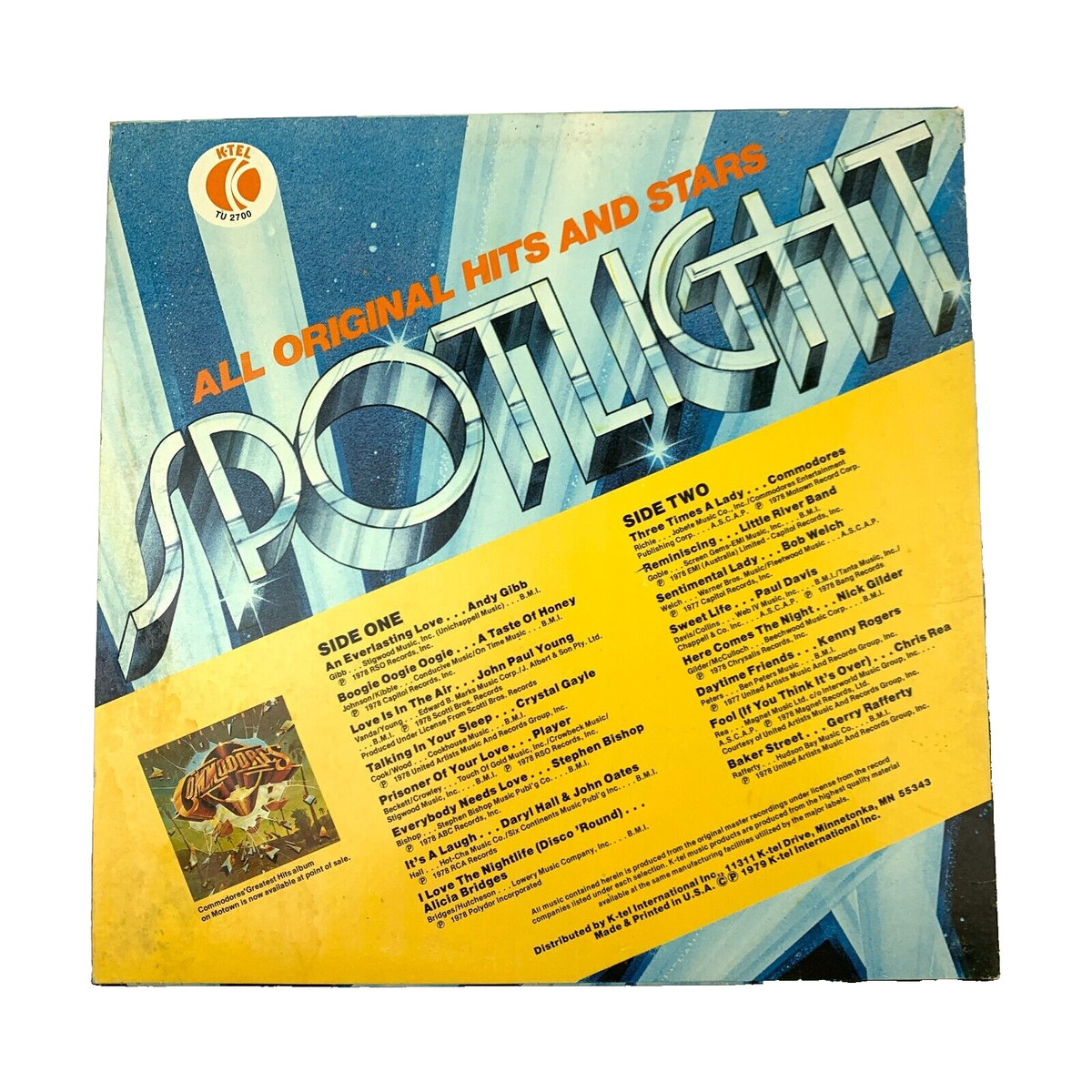 Spotlight ヒッツ LP K-Tel TU-2700 e284y128 All Original Hits and Stars Spotlight TU 2700 K-Tel 1979 LP