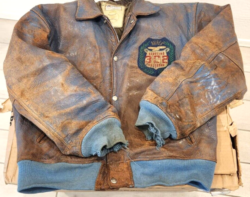 Vintage! Avirex Mohawks National Play Offs Baseball Lederjacke abgenutzt S ~XL - Bild 22 von 22