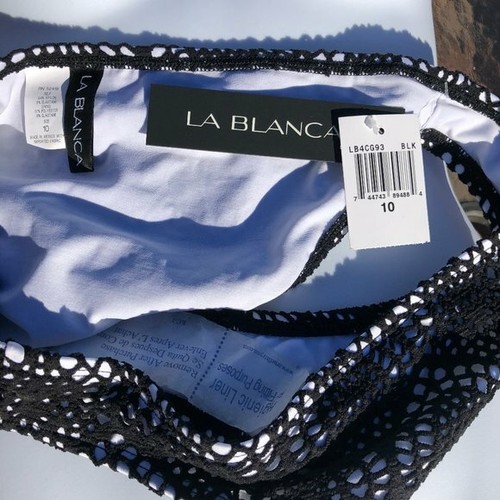 La Blanca Black Flounce Top Crochet Bikini NWT 01 Size 10/12 - Picture 8 of 8