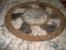 Antique  Round Cast Iron Ornate Decorative Stove Pipe Collar Grate 1901 #4