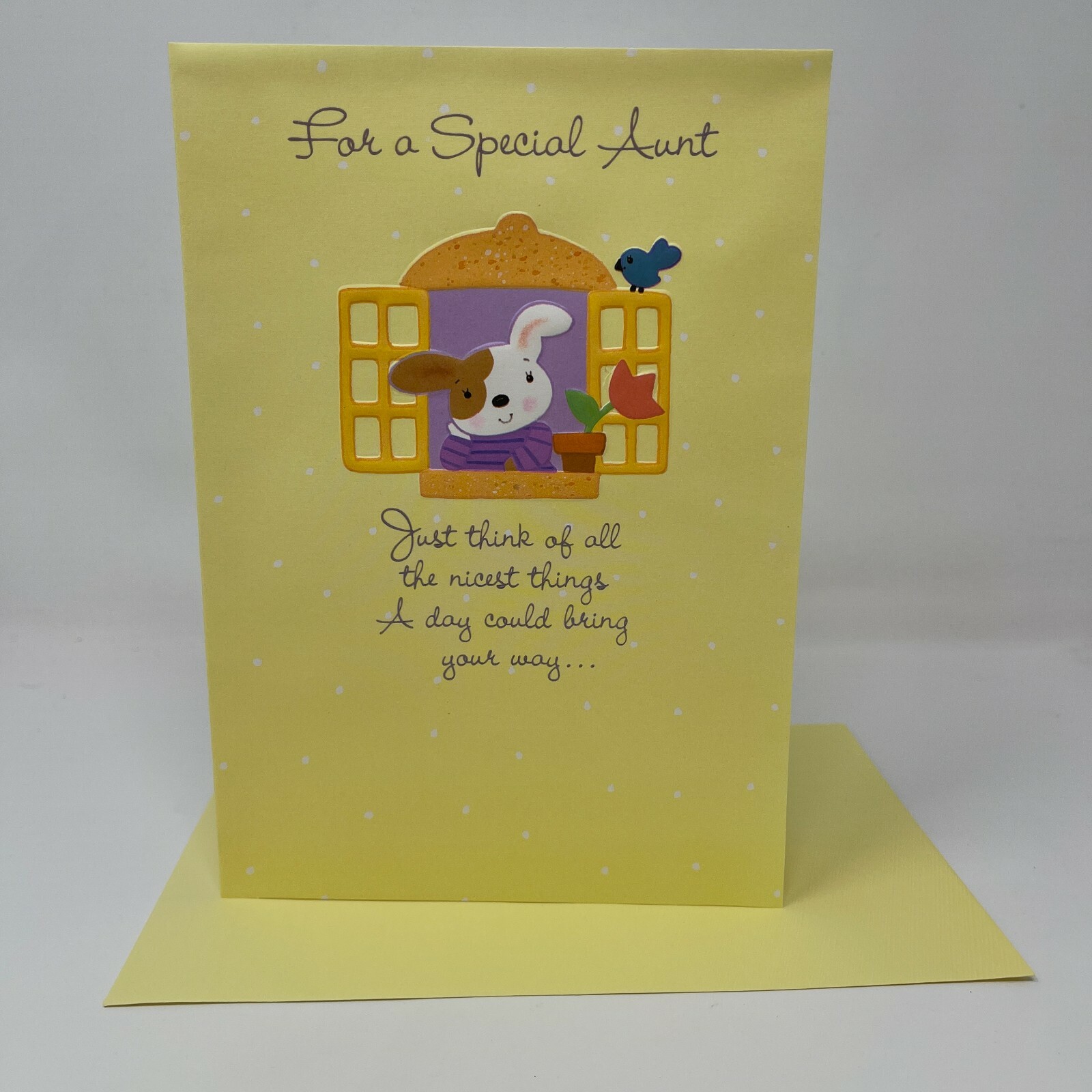 Mothers Day Greeting Card For A Special Aunt Puppy Dog Cute Flowers | eBay