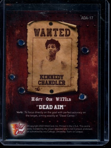 2021-22 Wild Card Alumination - Dead Aim Purple #ADA-17 Kennedy Chandler - Picture 2 of 2