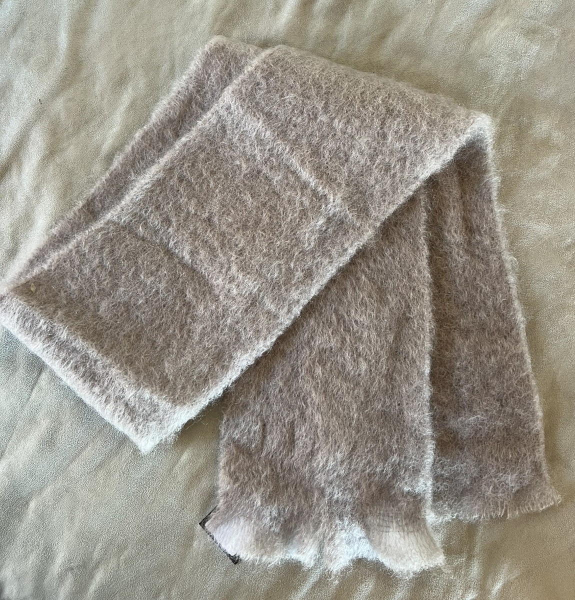 まい❤︎ Spain製 MANTAS EZCARAY Mohair モヘア Mantas Ezcaray Gray Mohair & Wool Scarf 8”x67” NWT Made In