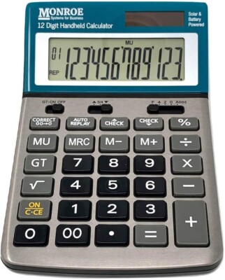 Monroe Handheld 12-Digit Paperless Calculator