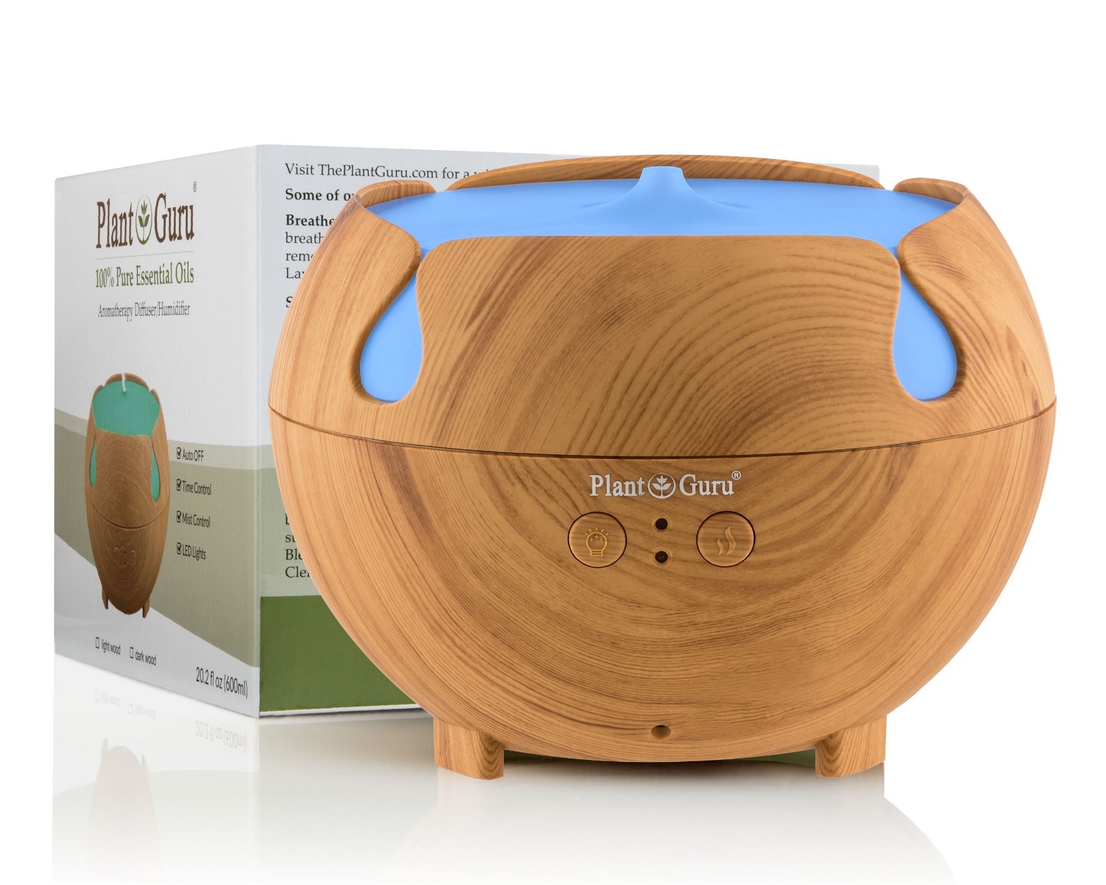 Essential Oil Diffuser Ultrasonic Humidifier Large 600ml. LED Lights Wood Grain-image