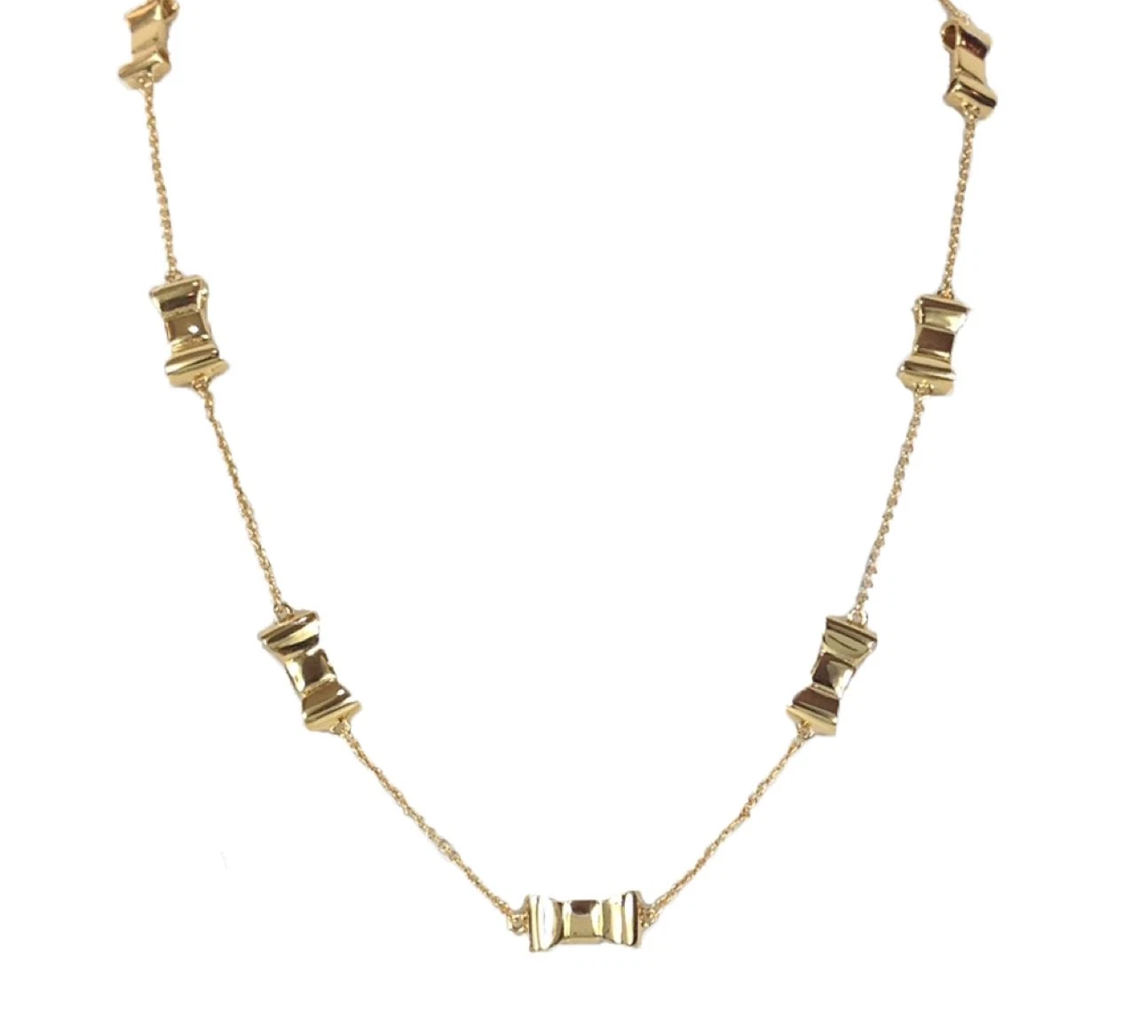 COLLANA KATE SPADE TAKE A BOW SPARGER FIOCCO ORO 12 CARATI METALLO PLACCATO ORO W1114