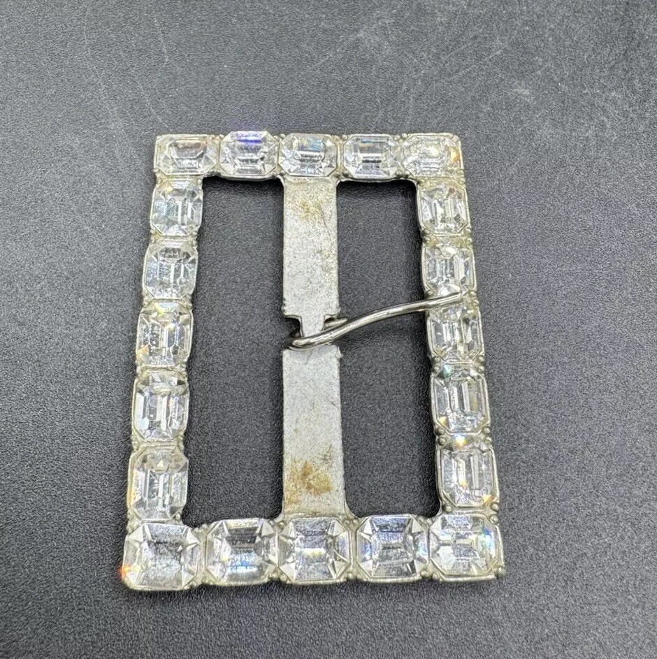 Vtg Rectangular Clear Rhinestone Crystal Covered … - image 10