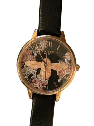 Tested Olivia Burton Black Floral Design Watch - Women’s Designer Time Piece