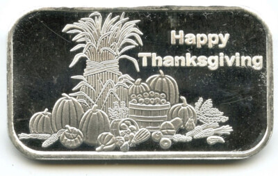 Thanksgiving Silver Rounds Happy Thanksgiving 999 Silver 1 oz Art Bar Ingot Medal - K329 | eBay ...