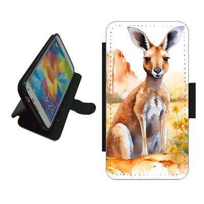 Känguru Handy Hülle Wallet Flip Cover für iPhone Samsung Pixel KANG2 Fun Design
