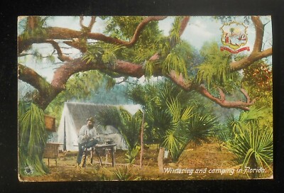 1911 Wintering and Camping in Florida M. Mark Dude with Rifle Jacksonville FL PC