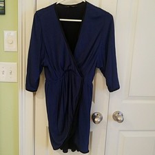 Marc Jacobs vintage blue Criss-Cross v-neck asymmetrical hem long shirt mini...