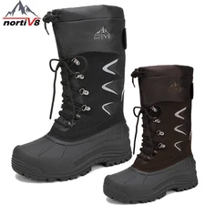 NORTIV8 Men's Warm Snow Boots Insulated Waterproof Winter Mid Calf Work Boots