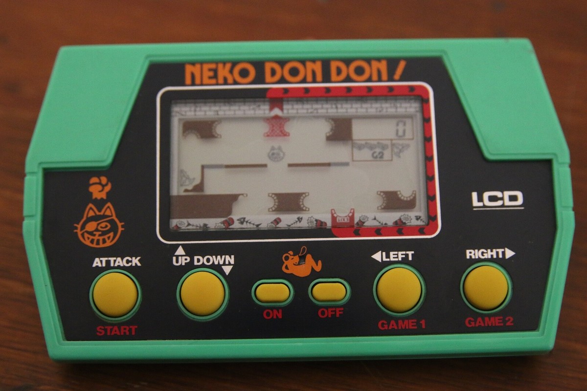 Vintage Neko Don Don ! LCD Electronic handheld game Japan Takatoku