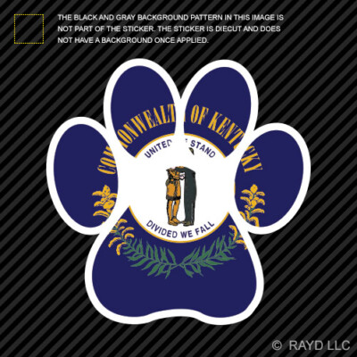 Kentucky State Shaped Paw Print Sticker Die Cut Vinyl Dog Cat Pet Puppy ...