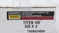 Simpson Strong-Tie THDB62400H Titen HD Concrete Screw Anchor (Zinc) 5/8"X4" 10ct