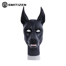 Smitizen Silicone Realistic Disguise Black Dog Head Mask Real Mask For Cosplay 
