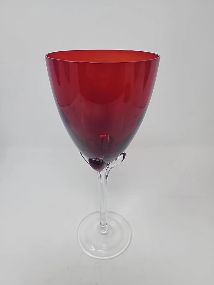 Cinco copas de vino tulipán sopladas a mano verde oscuro azul púrpura y rojo Foto 2 de 4