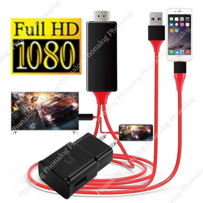 HDMI Mirroring AV Cable Phone to TV HDTV Adapter 1080P for iPhone 14 13 12 11 XR