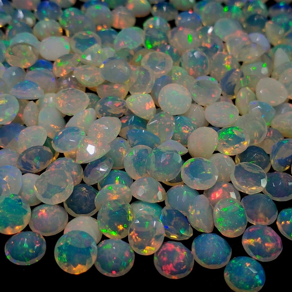 Excellent Ethiopian Opal 7mm Round Faceted Cut Loose Gemstone - Image 3 of 4