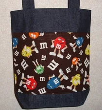 NEW Small Denim Tote Bag Handmade/w M&M'S® Characters Licensed Fabric