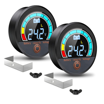 2PCS Battery Capacity Voltage Meter, 12V 24V 48V 60V 84V IP68 Waterproof LCD Bat