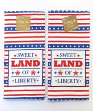 Set of 2 Patriotic Sweet Land Of Liberty Americana Cotton Kitchen Hand Towels
