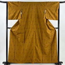 JAPANESE KIMONO TSUMUGI BROWN 160.5 cm 5 ft 3 in PURE SILK FF9479