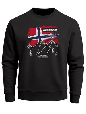 Sweatshirt Herren Frontprint Pullover mit Print Discover Norway Outdoor Design