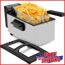 ELECTRIC STAINLESS STEEL DEEP FRYER Adjustable Temperature Frying Basket 3 Liter