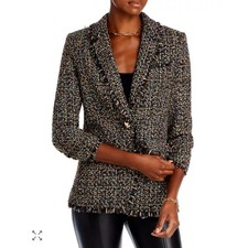 Cinq Sept Khloe Blazer NWT 0 Confetti Tweed Jacket Black Metallic Chic