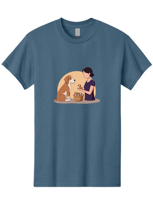 Woman-With-Dog-And-Puppies Mens Graphic Tee, 100% Cotton, Casual Summer Wear