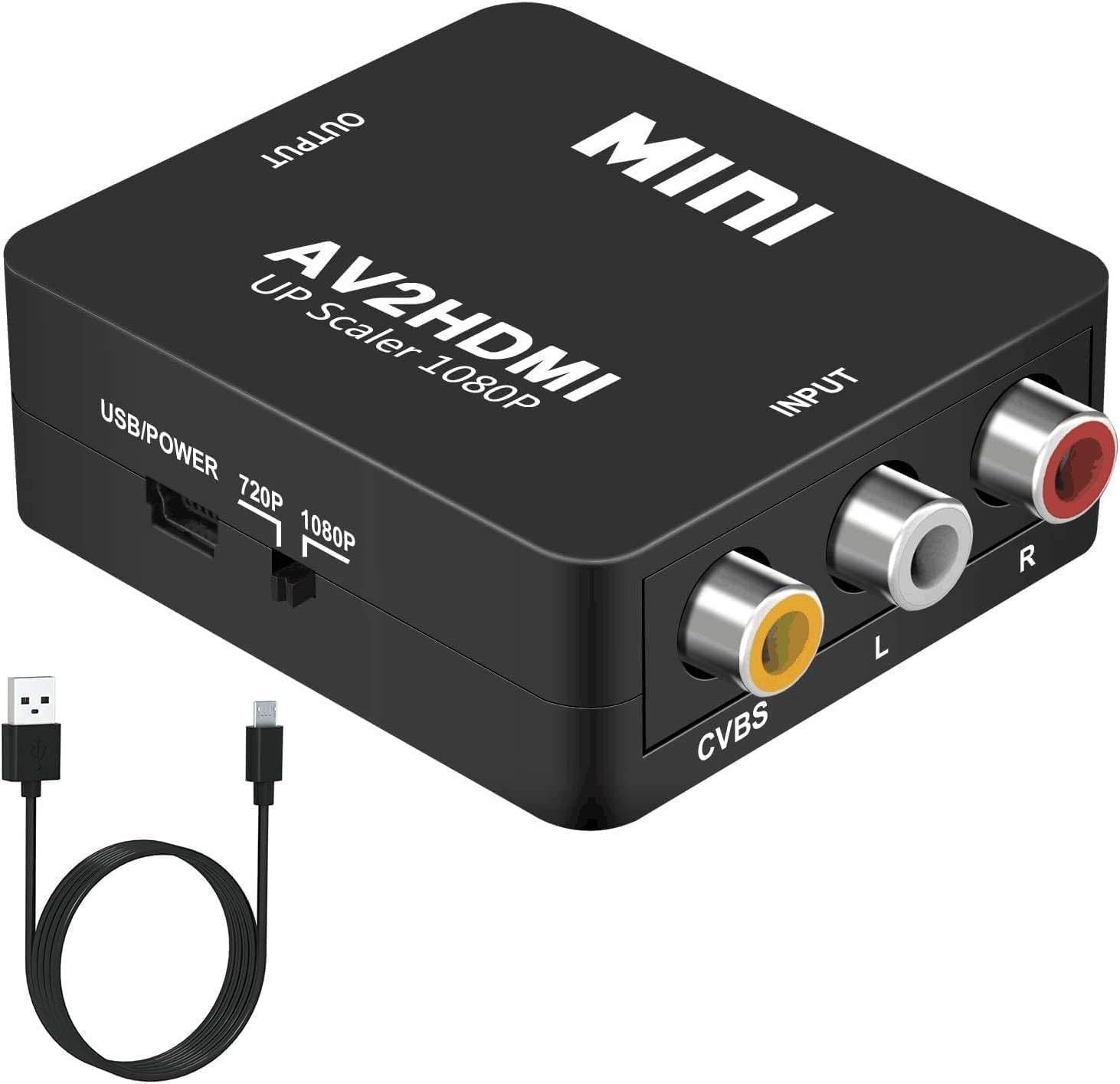 1080P AV RCA to HDMI Converter Mini Composite CVBS Audio Video Adapter