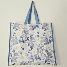 Hydrangeas Shopping Bag Beetles Butterflies Flowers Blue White Gift TJMaxx New!