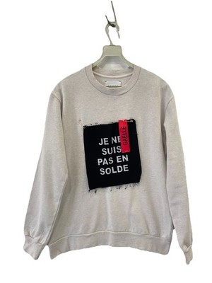 H78#Gaelle Paris Sweatshirt Men s L Beige  Je Ne Suis Pas En Solde  Patch Safety