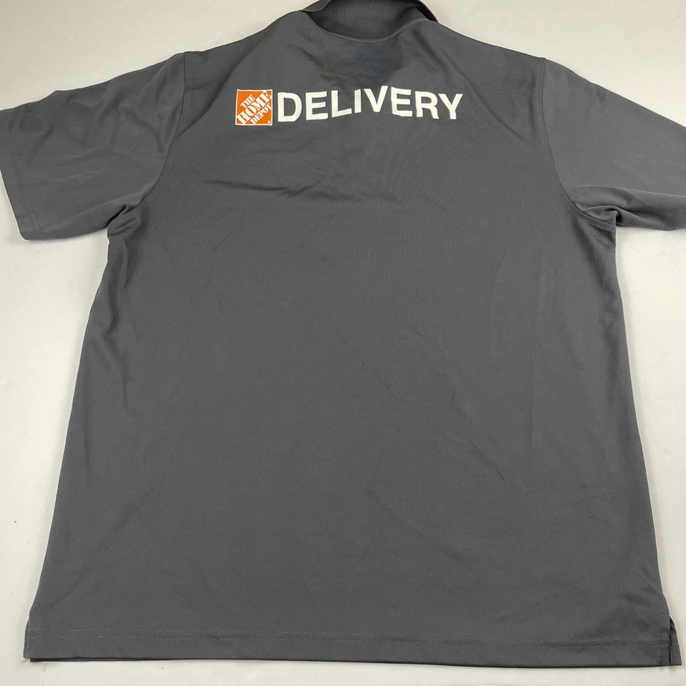 Camisa polo masculina Home Depot XL uniforme de trabalho para funcionários manga curta entrega cinza - Imagem 2 de 4