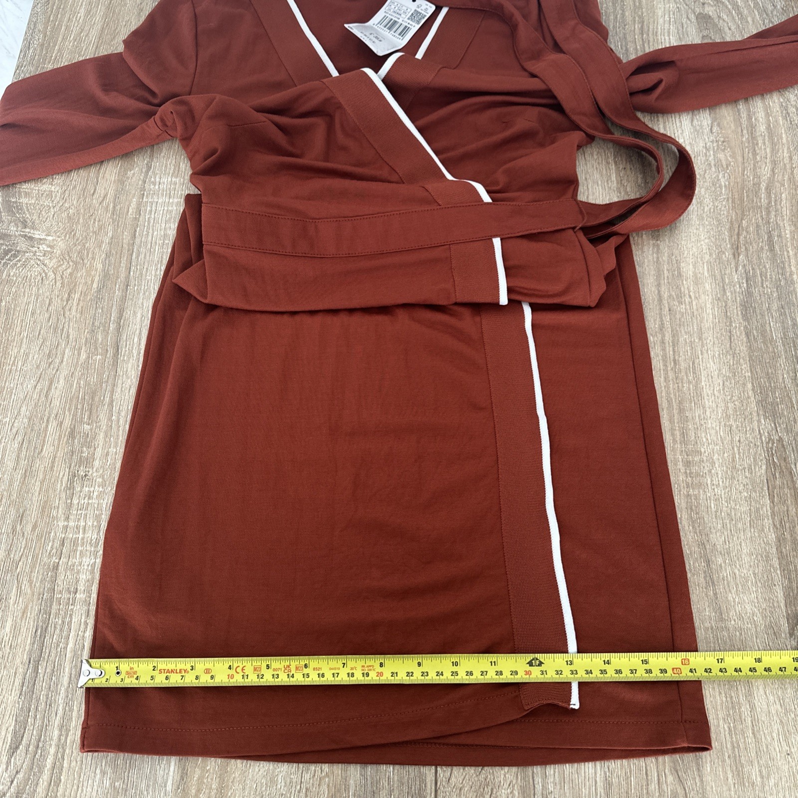 Mango Wrap Dress Women's Copper Brown Size UK 8 SMALL Knee High Belted thumbnail 6