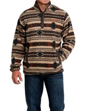 Cinch Western Sweatshirt Mens Stripe Polar Fleece Brown MWK1514027