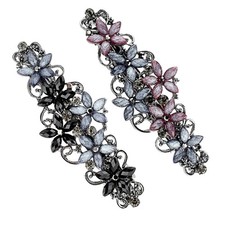 2PCS Elegant Sparkly Glitter Rhinestones Flowers Hair Barrettes, Fashion Vint...