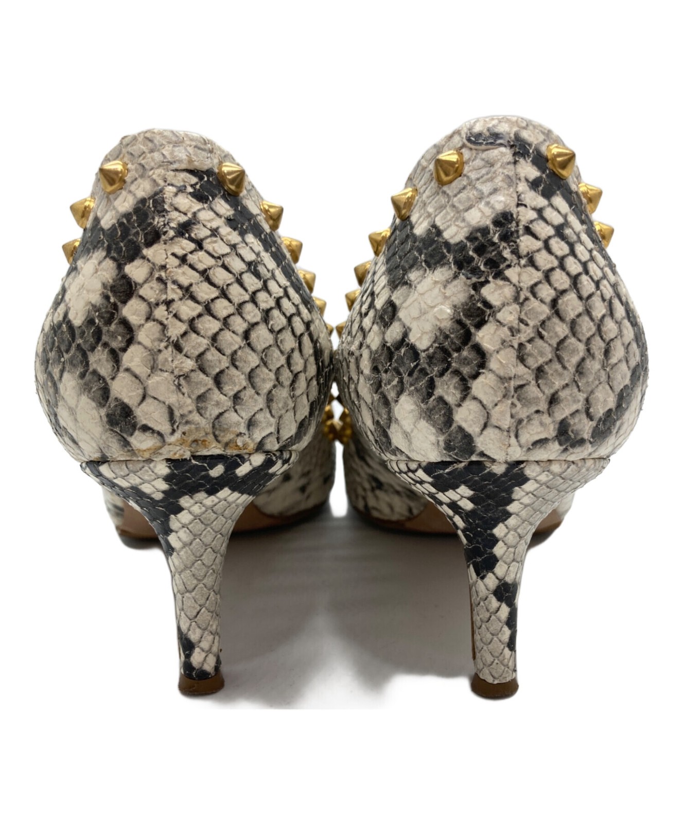 PELLICO Python Print Studded Pumps/ Ivory and Bla… - image 3
