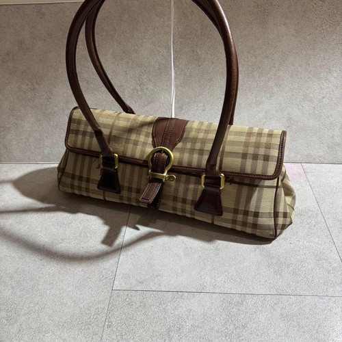 Burberry London Brown Leather Shoulder Bag Authentic Classic Handbag