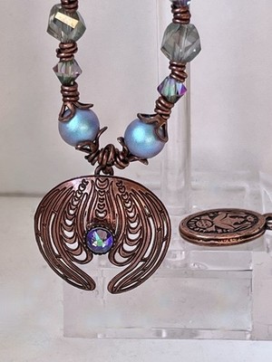 Konplott Kette Water Blossom - Blau Kupfer Perlen Halskette Boho Hippie Festival