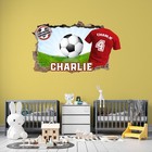 Personalised Football 3D Vinyl Decal - Custom Name Sticker Bedroom Wall Art 1