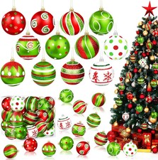 24PCS Red Green White Christmas Ball Ornaments 2.4" Shatterproof Tree Decor