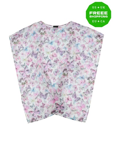 UVP 212€ VERSACE Kinder Top Gr. S 11Y Seidenmischung Kurzarm Schmetterling - Bild 1 von 3