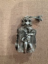 French Perfume Glass and Sterling Bottle Pendant with Eiffel Tower Charm